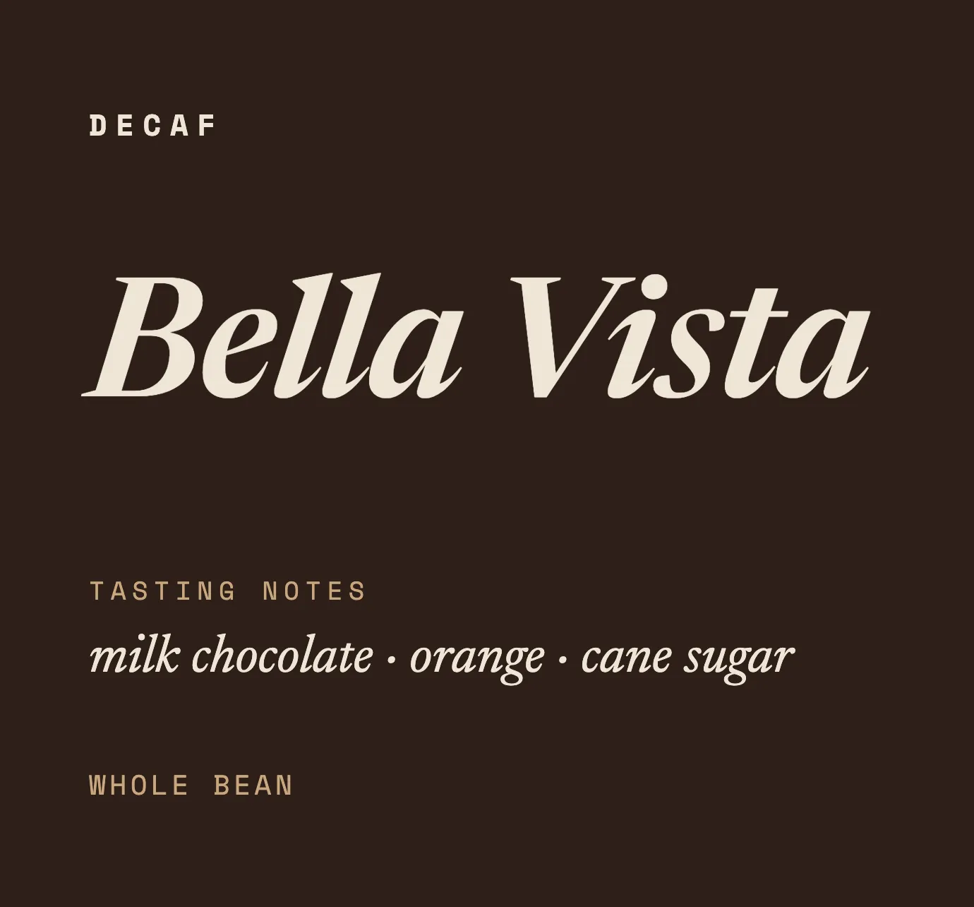 Bella Vista coffee label